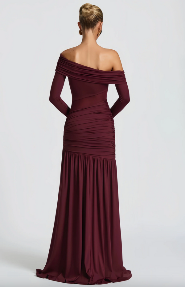 ANASTASIA ONE SHOULDER GATHERED MAXI DRESS