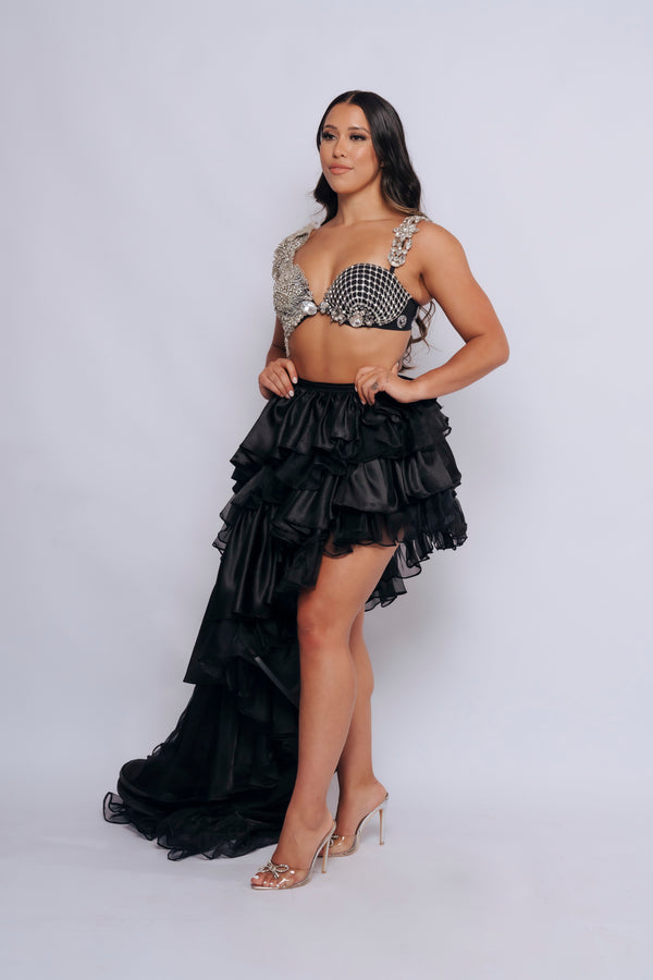 RUFFLE SKIRT BY VEE LOVE BLACK