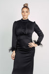 AMANDA FEATHER SLEEVE BY MY SECRET WARDROBE BLACK