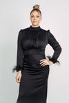AMANDA FEATHER SLEEVE BY MY SECRET WARDROBE BLACK