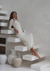 LUXE SLIP DRESS HIGH-NECK SAND
