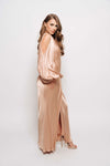 LA LUNE FULL SLEEVE WRAP MIDI DRESS BY SHONA JOY ROSE GOLD