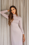 LUXE SLIP DRESS HIGH-NECK FAWN